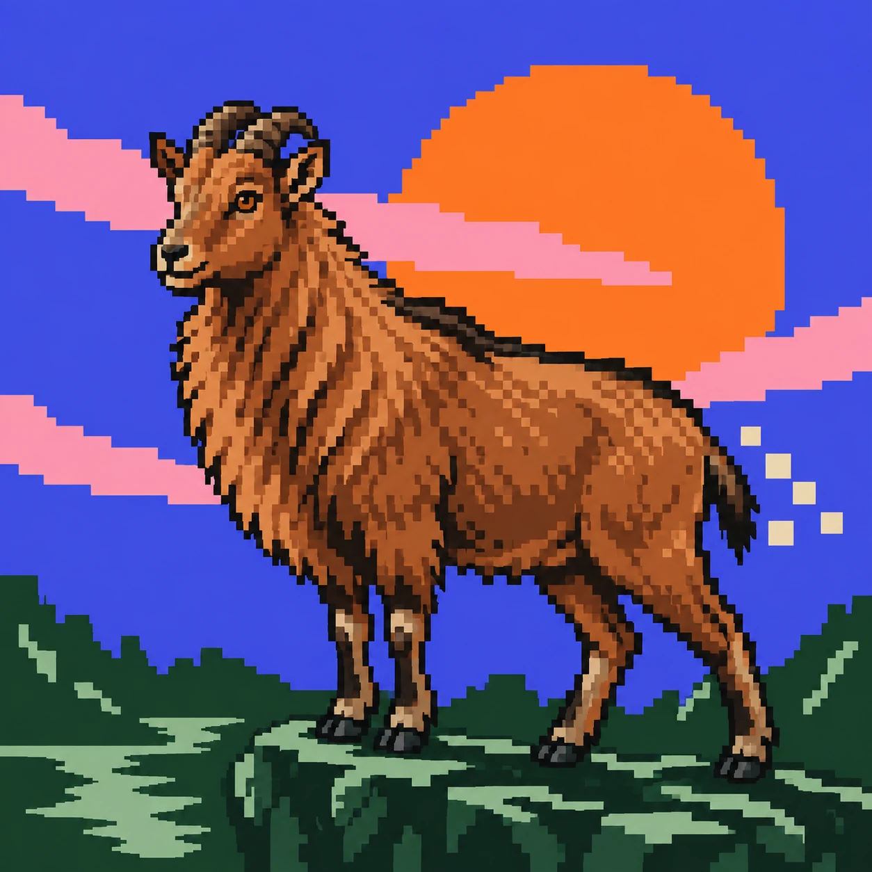 Arabian Tahr pixel NFT artwork