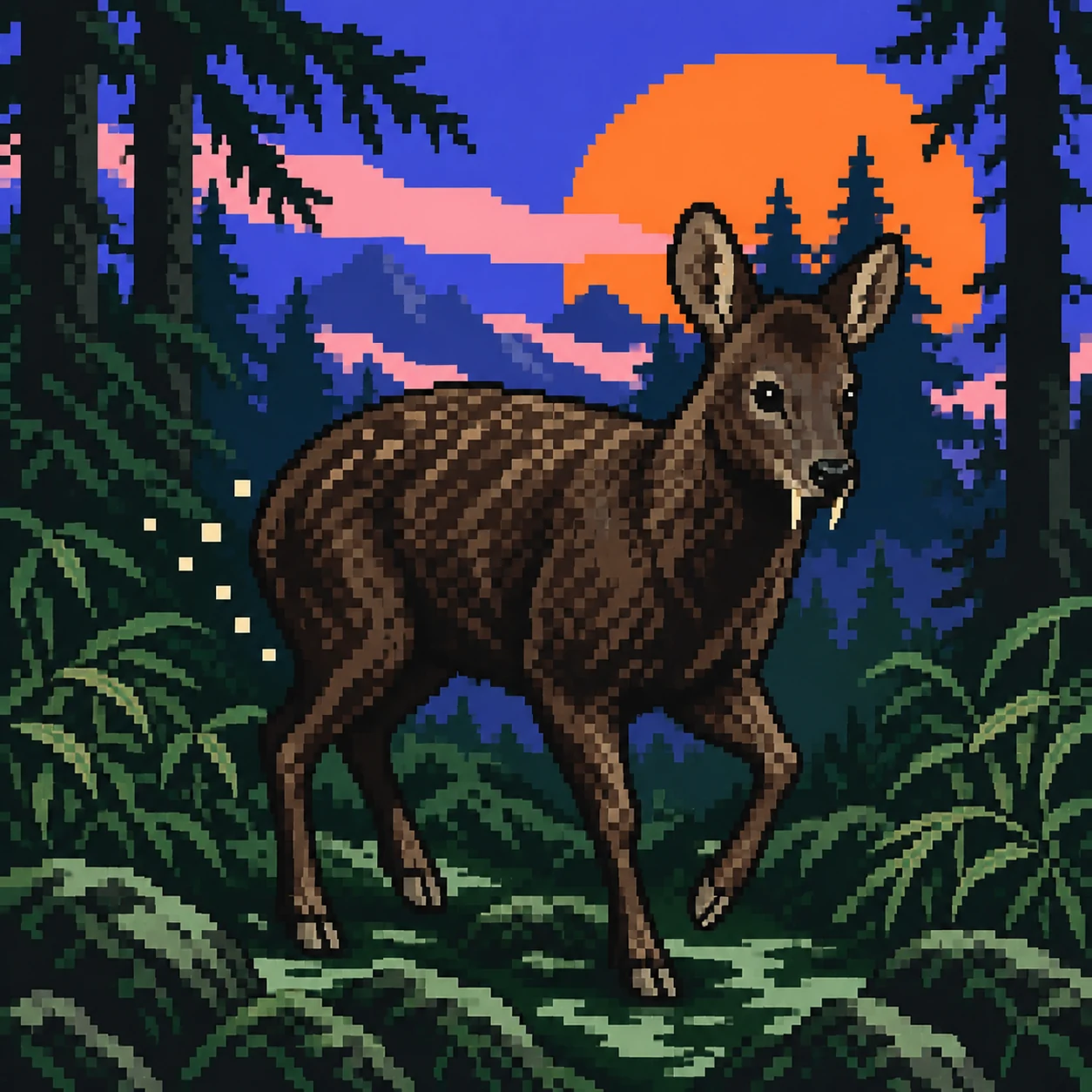 Black Musk Deer pixel NFT artwork