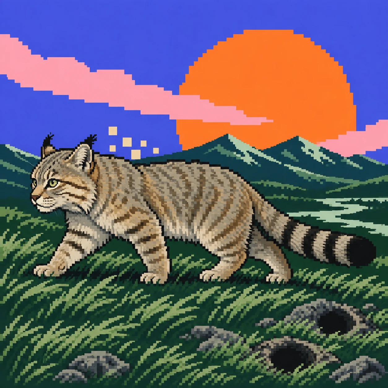 Chinese Mountain Cat pixel NFT artwork